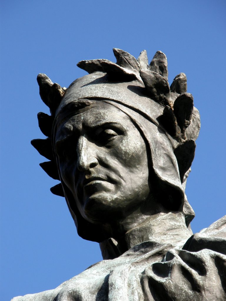 A statue of a man wearing a laurel wreath